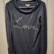 Women's LC Lauren Conrad Blue Love Sparkle Hi Low Sweater Size XS