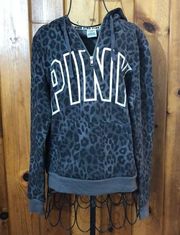 PINK - Victoria's Secret  leopard print quarter zip size medium hoodie sweatshirt