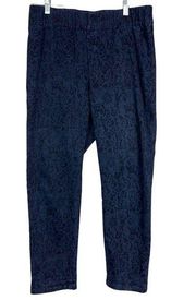 Soft Surroundings Ankle Jean Legging Women's Blue Printed Cotton Comfort Size PM