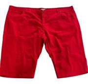 Woman Within Shorts Womens 40W Petite Plus Size Red Bermuda Above Knee Cotton