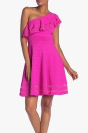 Ted Baker size 3 Hot/Neon Pink Streena Dress One Shoulder Women's size 8 NWOT