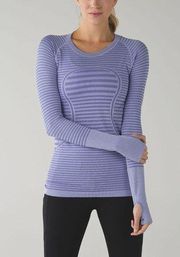 Lululemon Swiftly Tech Long Sleeve Crew Striped Heathered Lullaby Purple 6