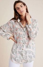 Anthropologie floral embroidered enchanted button down