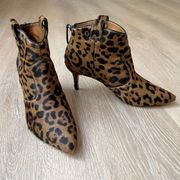 Lexi Leopard Calf Hair Pointed Toe Ankle Boot 38.5