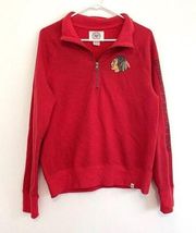 FORTY SEVEN BRAND / 47 BRAND Red Chicago Blackhawks Hockey 1/4 Zip Sweatshirt M