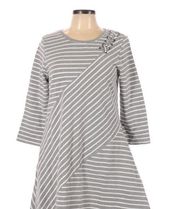 Suzanne Betro size medium grey striped shift dress