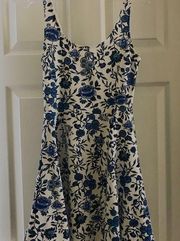 H&M floral white and blue mini dress