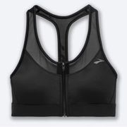 Brooks Fast Forward Zip Up Black Mesh Racerback Sports Bra Size L