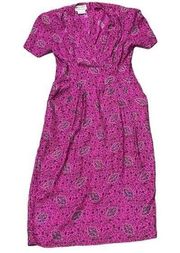 Vintage Maggie London by Jeannene Booher Pink Floral Silk Dress Size 12