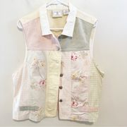 Susan Bristol Patchwork Floral Pastel Cottagecore Grannycore Jean Vest