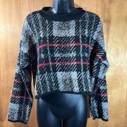 UNIF XS Knit Crop Plaid Sweater