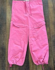 Tinseltown Pink Parachute Wide Leg Cargo Pants