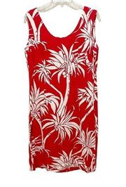 Jams World Vintage Tropical Palm Tree Dress Red White Size 11