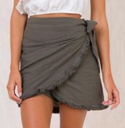 Princess Polly Green Khaki Tie-Waist Skirt / Skort