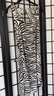 Zebra Animal Print Dress Black White Medium