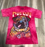 , tie dye, Pug Luv size small, pit to put is 19, length is 26, see flaw in pic