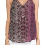 Rory Beca Purple Snake Print Silk Tank Top XS