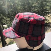 Target Red Plaid Sherpa Lined Flap Lumberjack Winter Hat One Size