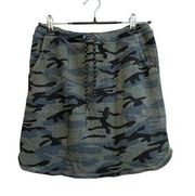 Sundry x Evereve Camo Saturday Skirt Mini Size Small Gray Pullon Relaxed Comfort