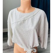 Postmark Cropped Striped Sweatshirt Size XS Side Tie Knit Sweater Anthropologie