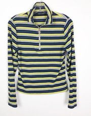 Code X Mode Striped Mock Neck Zip Front Top Size Medium