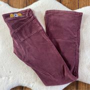 Von Dutch Burgundy Red Corduroy Low Rise Flare Leg Womens Size 28 Y2K Vintage