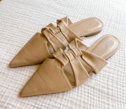 Mango MNG Leather Knotted Pointed Toe Flats Mules NEW 8