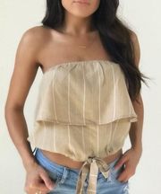 Cropped Beige Striped Top