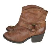 Lucky Brand Bambi Heeled Western Short Boots Harness Moto Rider - Women's 8.5