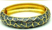 Purple Enamel & Gold Tone Snake Skin Pattern Hinge Bracelet