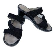 Alegria Loti Sandals 37 Black Leather Sparkle Wedge Lot 699