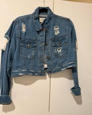 Wax Jeans Cropped Distressed Jean Jacket