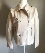 Lulu’s Cream Faux Leather Jacket Size Medium