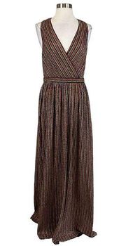 Women's Maxi Dress by  Size Medium Black Metallic Striped Sleeveless Gown