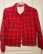 ❤️‍🔥Women’s  Red Plaid Flannel Sherpa Lined Jacket Snap Buttons XS