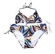Hurley Sand Dunes Moderate Coverage Multicolor Bikini Swim Set Size XL Blue