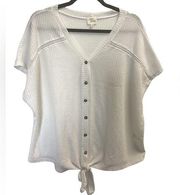 Ava James white waffle knit top size 1X