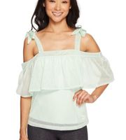 NWT Womens  Mint Green Spray Mesh Xtreme Off-Shoulder Top - Sz S