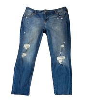 Ripped Boyfriend Jeans - Medium Blue Wash - Women's size 16