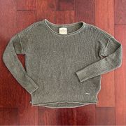 Hollister Women's Oversized Chunky Waffle Knit Sweater Green Crop Top Size XS