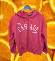 Canada Clothing Company Red Canada Zipper Hooded Sweatshirt Size‎ S