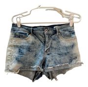 Jessica Simpson Forever Rolled Bleach Distressed Raw edge Hem Jean Shorts Sz 28