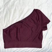 Maroon VSX One Shoulder Short Sleeve Crop Top