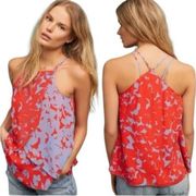 Anthropologie  St. Lucia Red Purple Floral Flowy Tank Top Women’s Medium