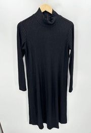 Susan Graver Dress Women SMALL Black Textured High Neck Long Sleeve Back Zip