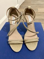 NEW Saks Fifth Avenue glittery gold strappy heels size 6