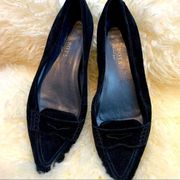 Talbots Black Suede Pointed Toe Loafer