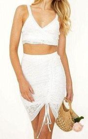 One And Only White Crop Top and Skirt Crochet Set