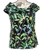 Jason Wu Black Multi Tropical Print Off Shoulder Top Blouse Women's Us 6