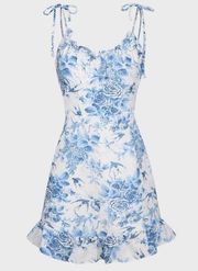 Blue floral mini dress | L